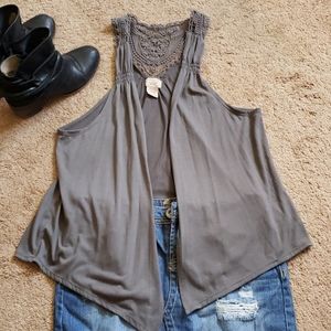 Crochet back flyaway vest szL